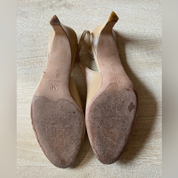 Bruno Magli Peep Toe Sling Back Classic Formal 2.5” Heel Shoes Cream / Tan 6.5 - Picture 10 of 10